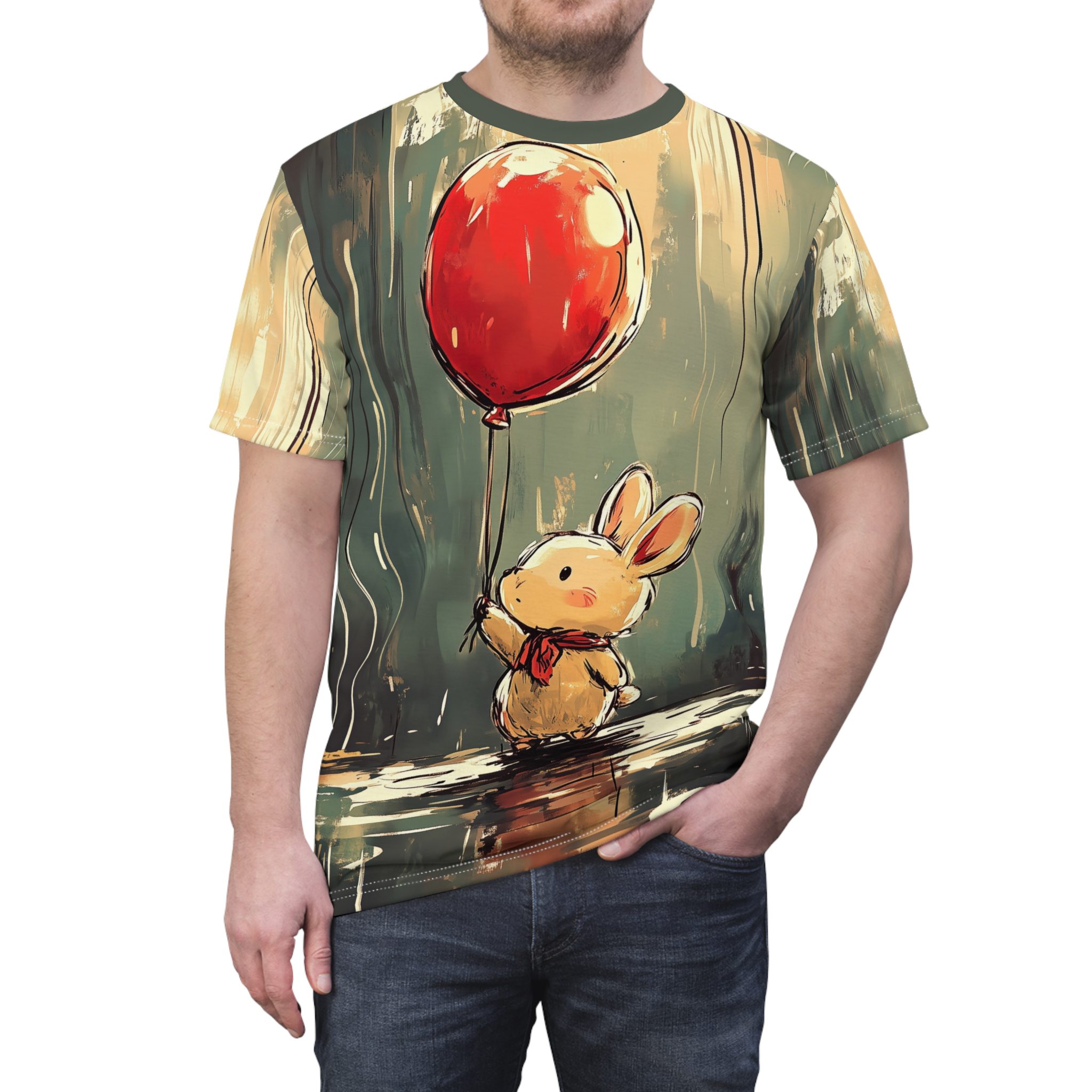 Rabbit With Balloon Mens / Uni-Sex Tee 6 Toasted Styles
