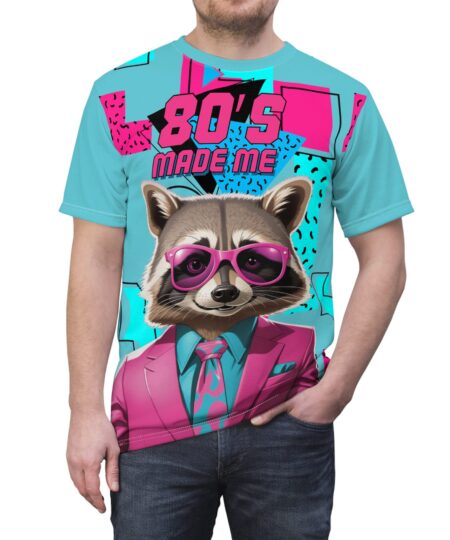 Tee Raccoon 80s Pink Glasses Unisex All Over Print Shirt 8 Toasted Styles