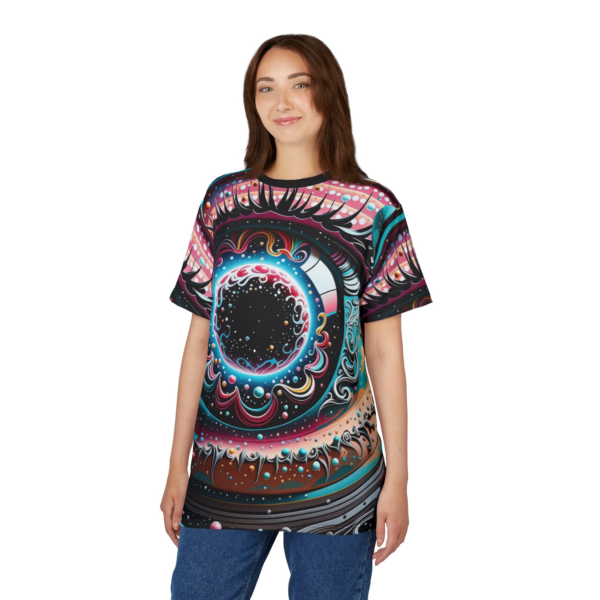 Cosmic Eye Unisex All Over Print - Vibrant Psychedelic T-Shirt for Festival Lovers - Image 3