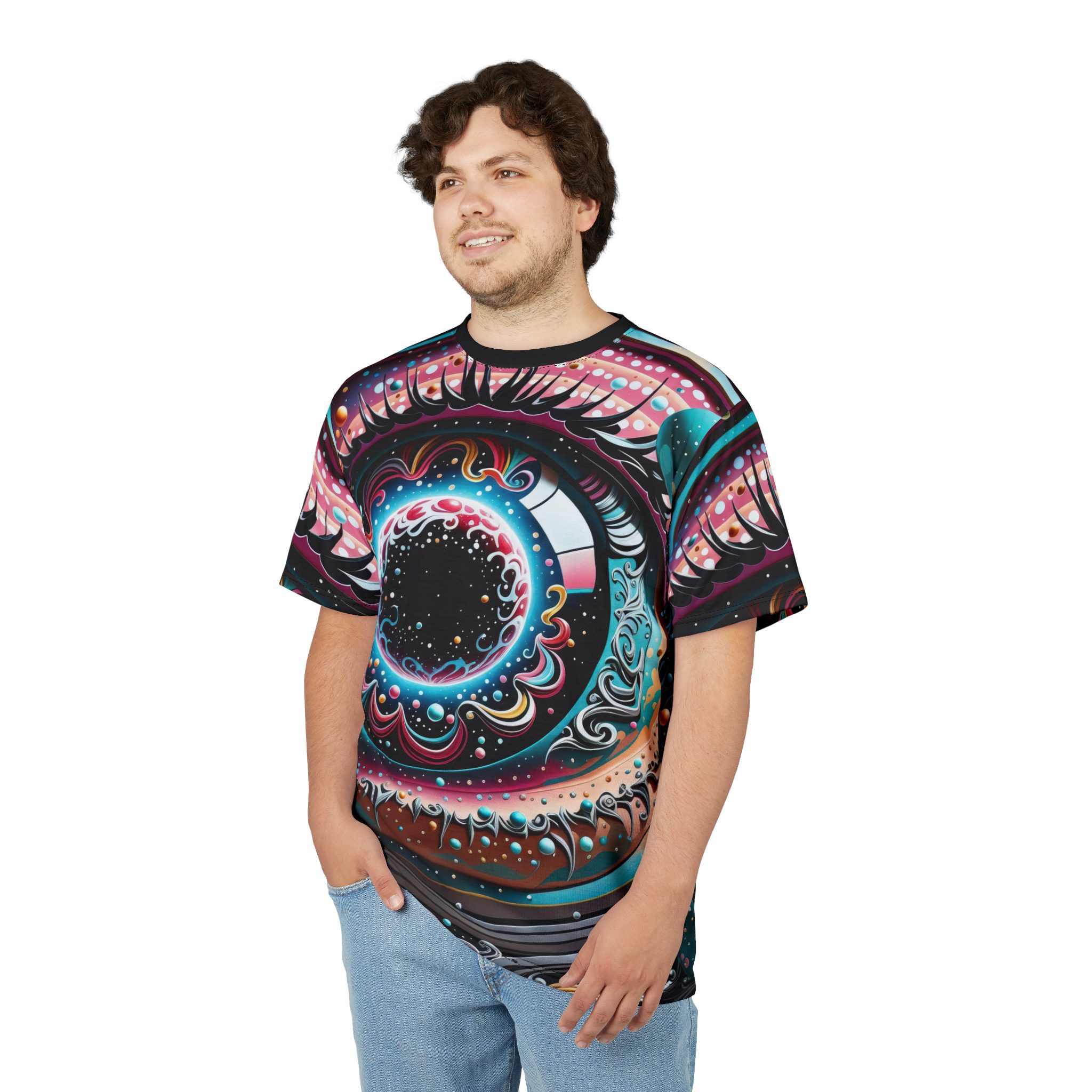 Cosmic Eye Unisex All Over Print - Vibrant Psychedelic T-Shirt for Festival Lovers - Image 4
