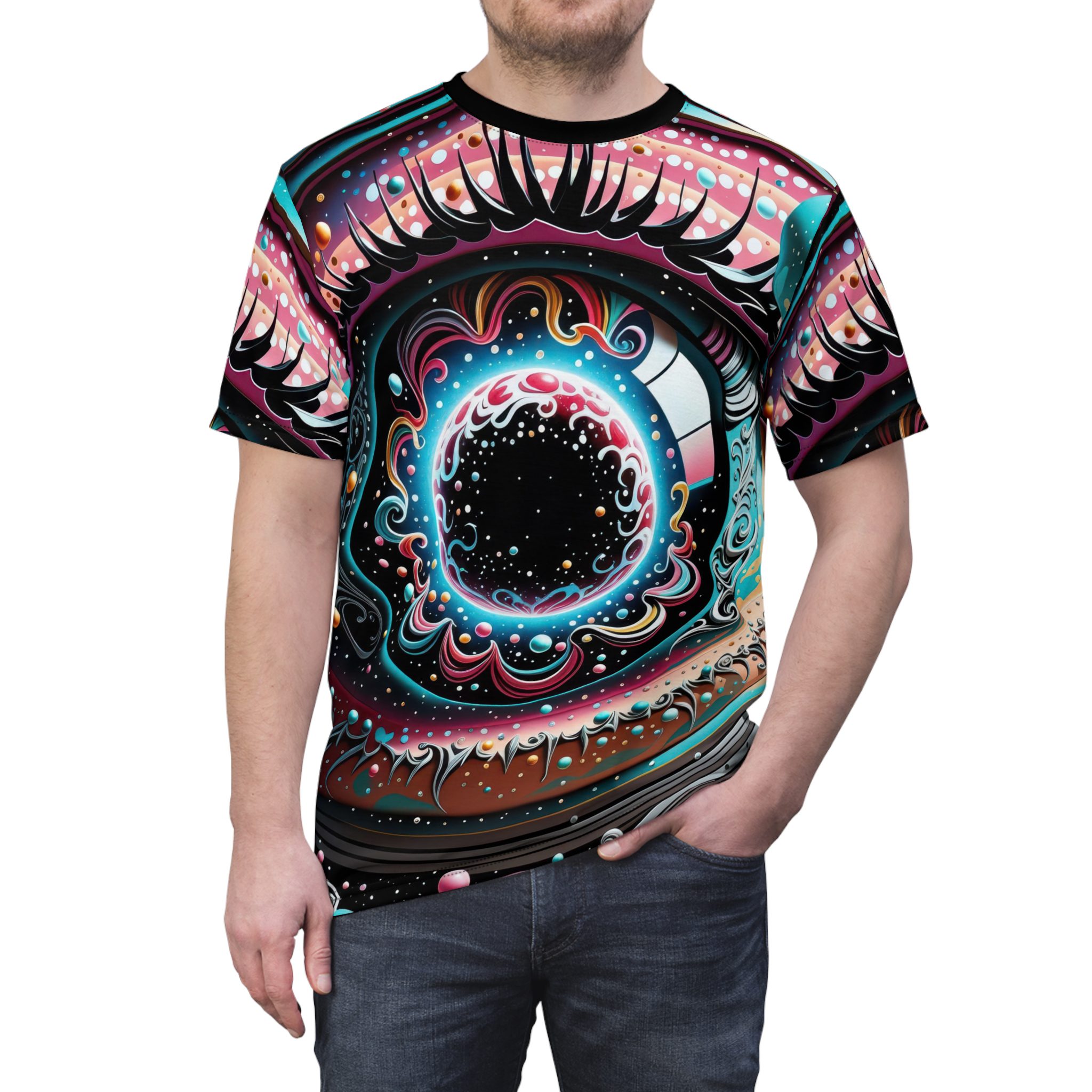 Cosmic Eye Unisex All Over Print - Vibrant Psychedelic T-Shirt for Festival Lovers
