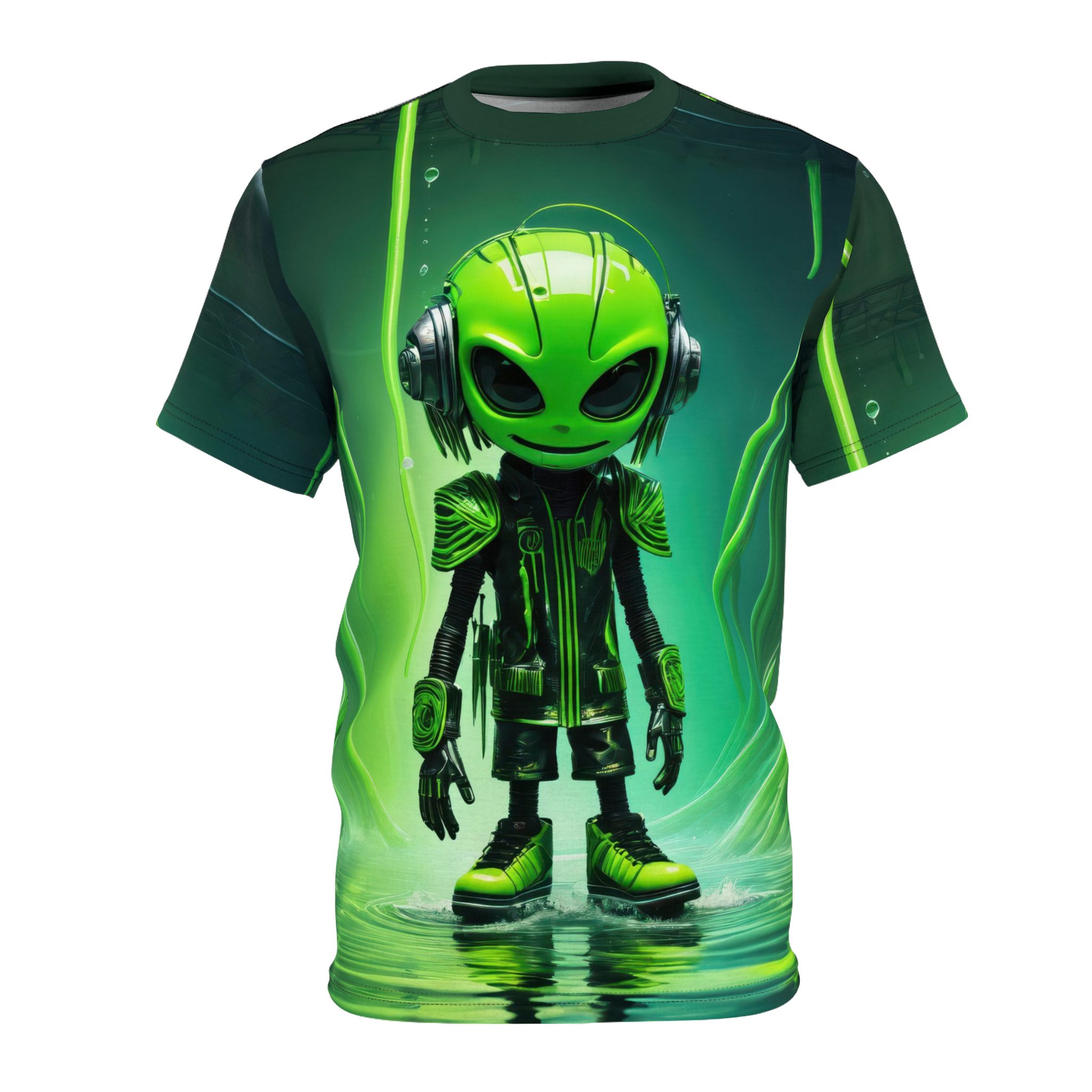 Alien Vibes Unisex T-Shirt with Vivid Green Design 4 Toasted Styles