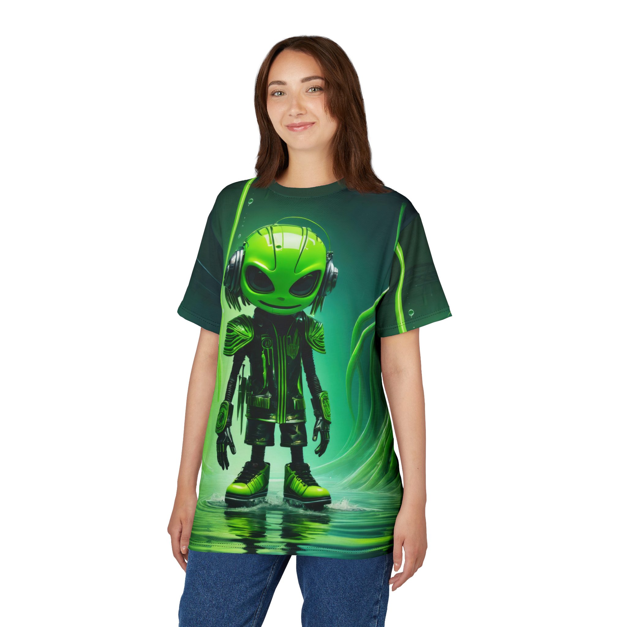 Alien Vibes Unisex T-Shirt with Vivid Green Design 9 Toasted Styles