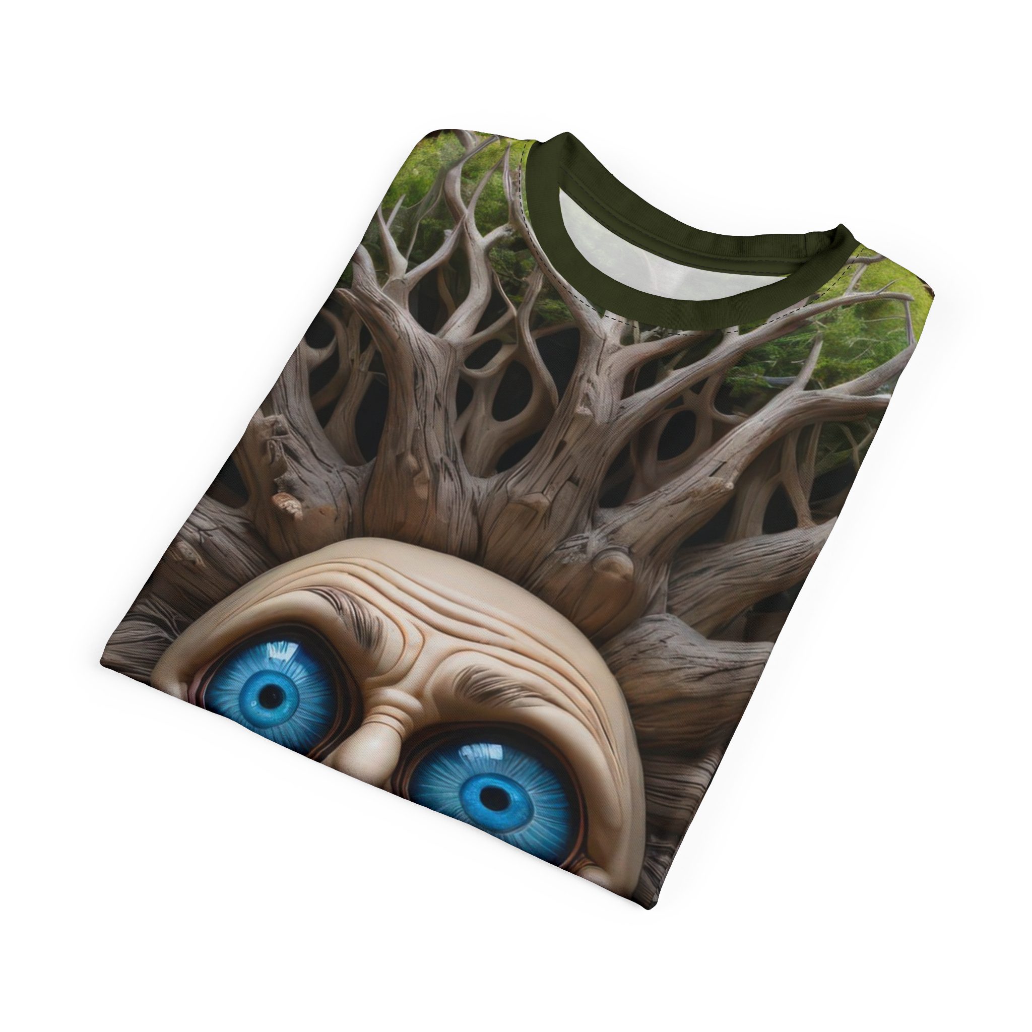 Nature-Inspired Unisex All Over Print Tee with Unique Tree Face Design 10 Toasted Styles