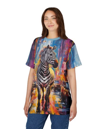 Vibrant Zebra Art Unisex Tee - Colorful Street Scene Shirt 8 Toasted Styles