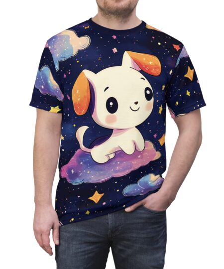 Cute Dog in the Stars Unisex All Over Print Tee - Adorable Pet Graphic T-Shirt for Animal Lovers