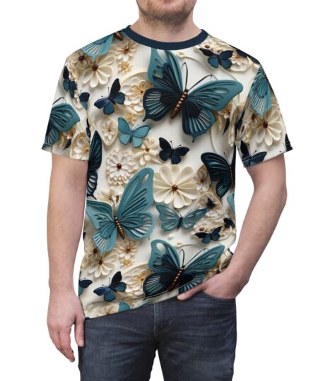 Butterfly Floral Unisex Tee - All Over Print Vibrant Nature-Inspired Design