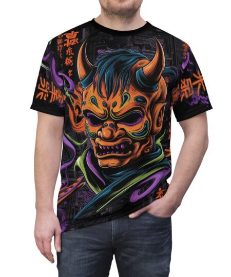 Mystical Demon Unisex All Over Print Tee - Vibrant Graphic Tee for Streetwear & Festival Vibes