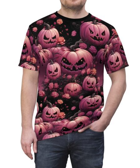 Halloween Pumpkin Floral Unisex All Over Print Tee