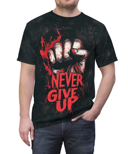 Never Give Up Unisex Motivational Tee | Empowering All Over Print Graphic Shirt