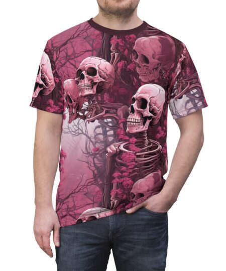 Eerie Floral Skeleton Tee - Unisex All Over Print Shirt for Halloween & Gothic Style