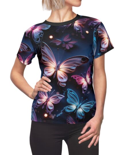 Butterfly Print Women's Tee - Colorful Vibrant Design for Nature Lovers