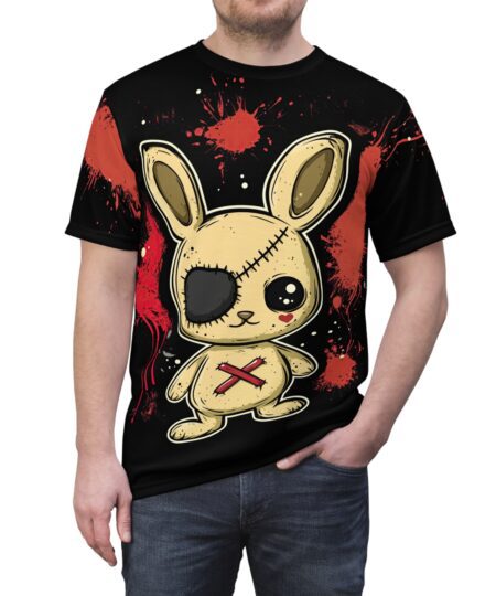 Cute Horror Unisex All Over Print Tee with Bunny Design