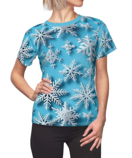 Women’s Snowflake All Over Print Tee - Winter Graphic Top for Cozy Style