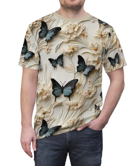 Butterfly Garden Unisex All Over Print Tee - Floral Butterfly Design