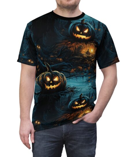 Halloween Pumpkin Unisex Tee - Spooky All Over Print Design