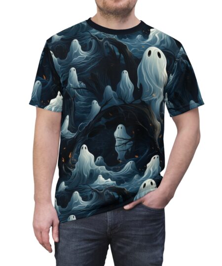 Ghostly Spirit All Over Print Unisex Tee - Spooky Design for Halloween & Year-Round Wear