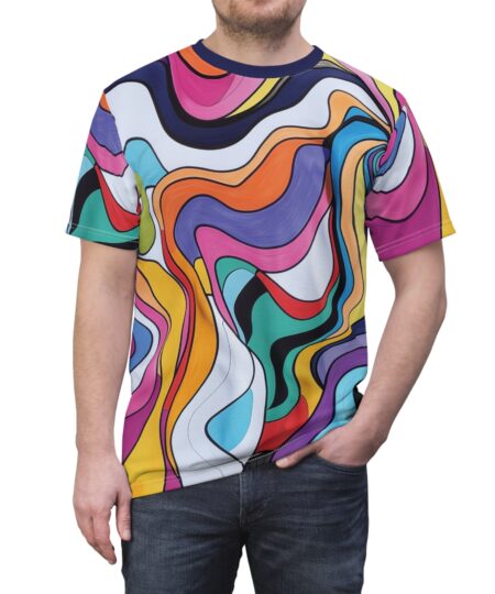 Vibrant Abstract Pattern Unisex Tee - Colorful All Over Print Shirt for Artsy Souls
