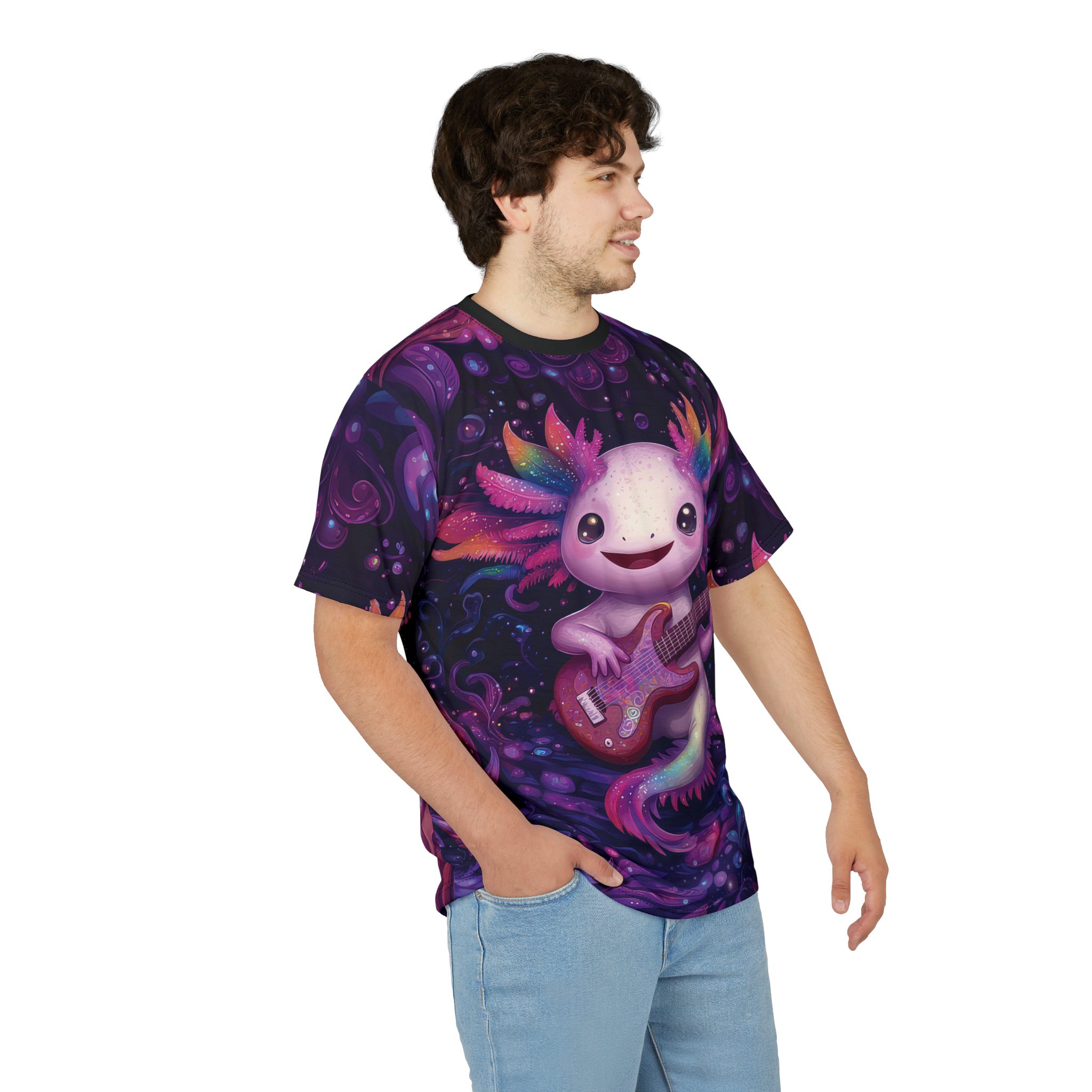 Colorful Fantasy Musician Unisex Tee - Vibrant Axolotl Design 6 Toasted Styles