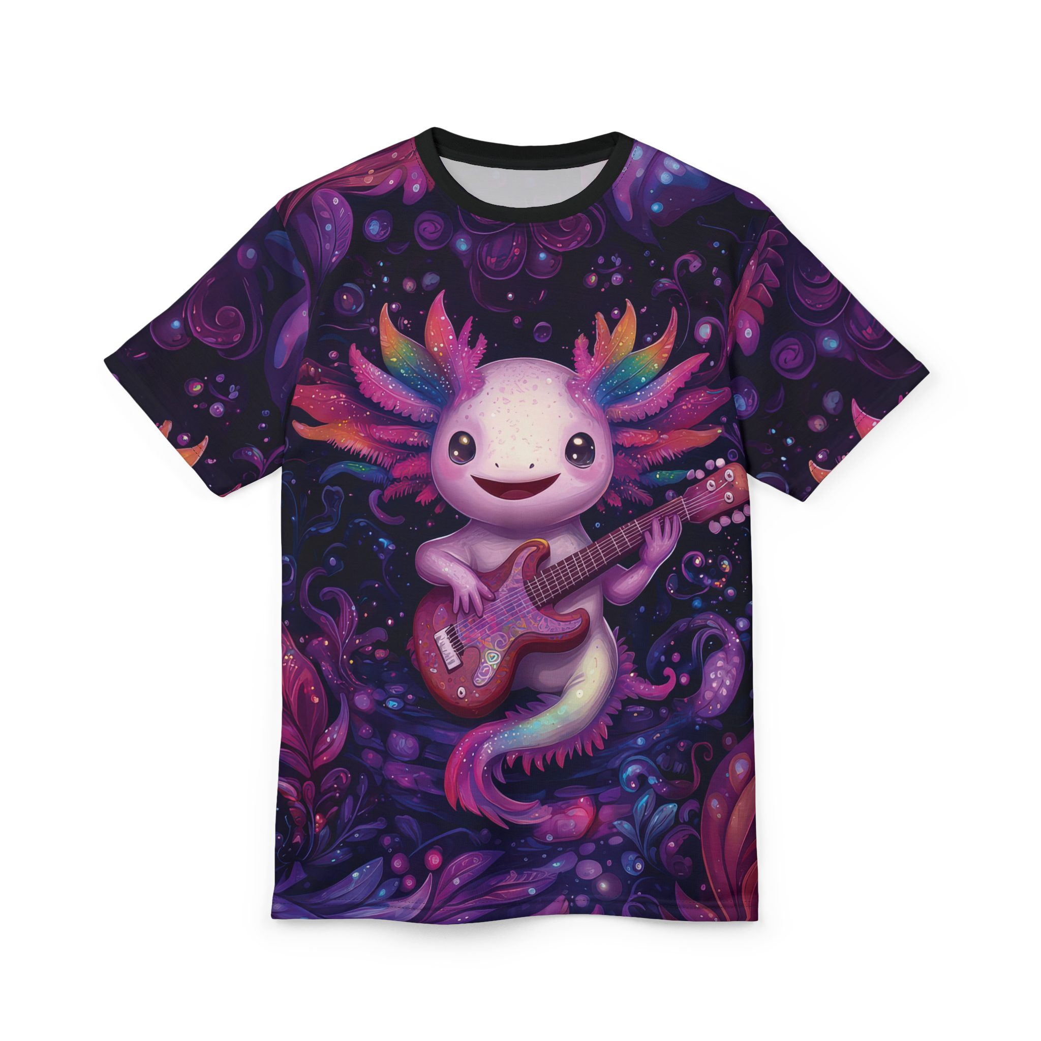Colorful Fantasy Musician Unisex Tee - Vibrant Axolotl Design 4 Toasted Styles