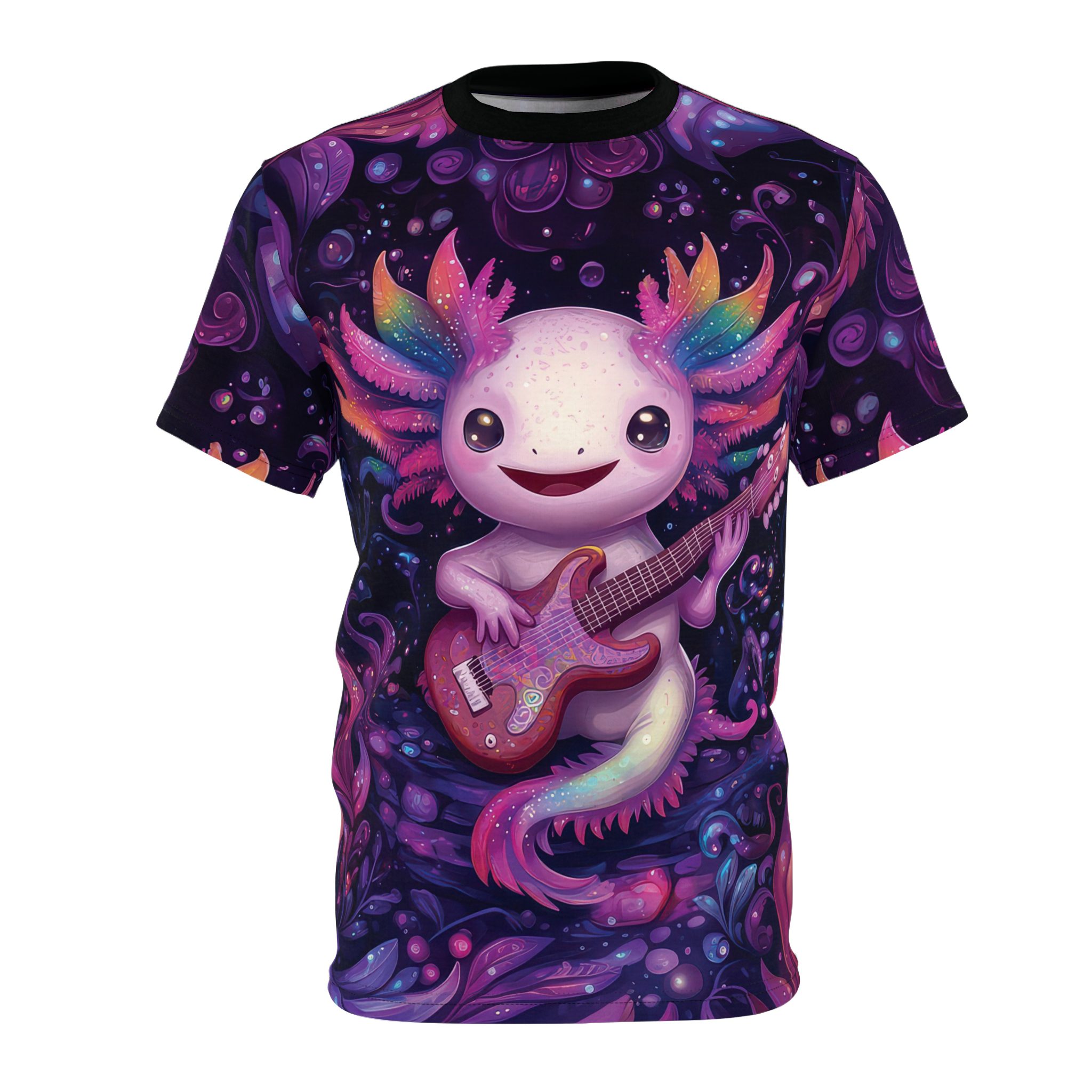 Colorful Fantasy Musician Unisex Tee - Vibrant Axolotl Design 3 Toasted Styles