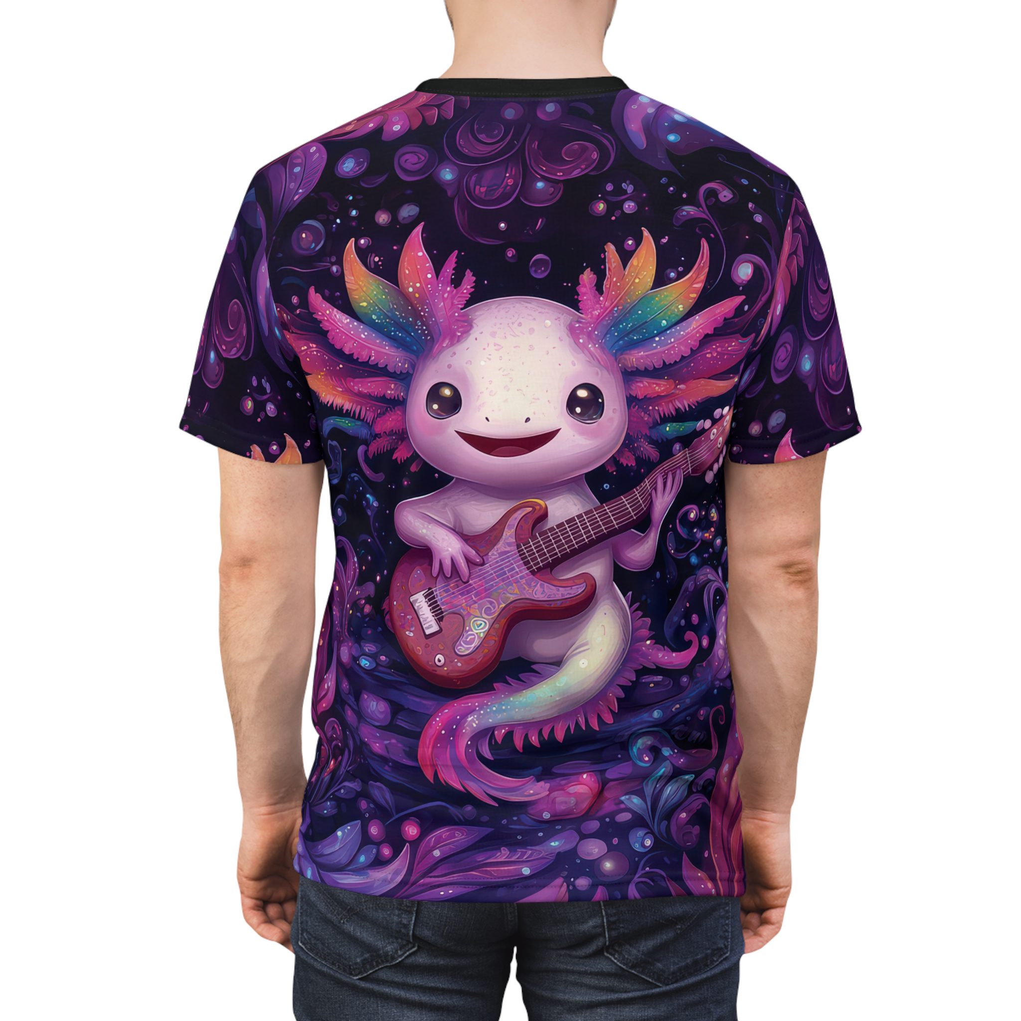 Colorful Fantasy Musician Unisex Tee - Vibrant Axolotl Design 2 Toasted Styles
