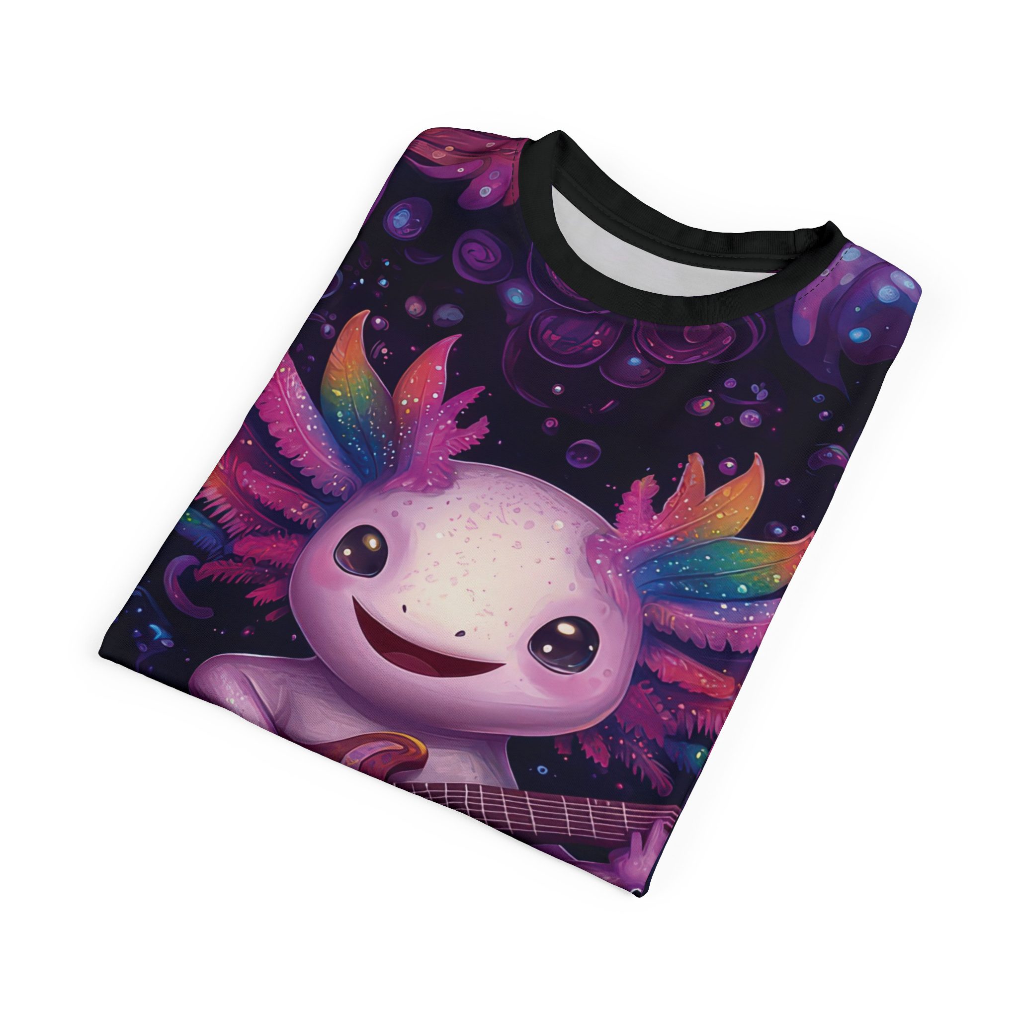 Colorful Fantasy Musician Unisex Tee - Vibrant Axolotl Design 9 Toasted Styles