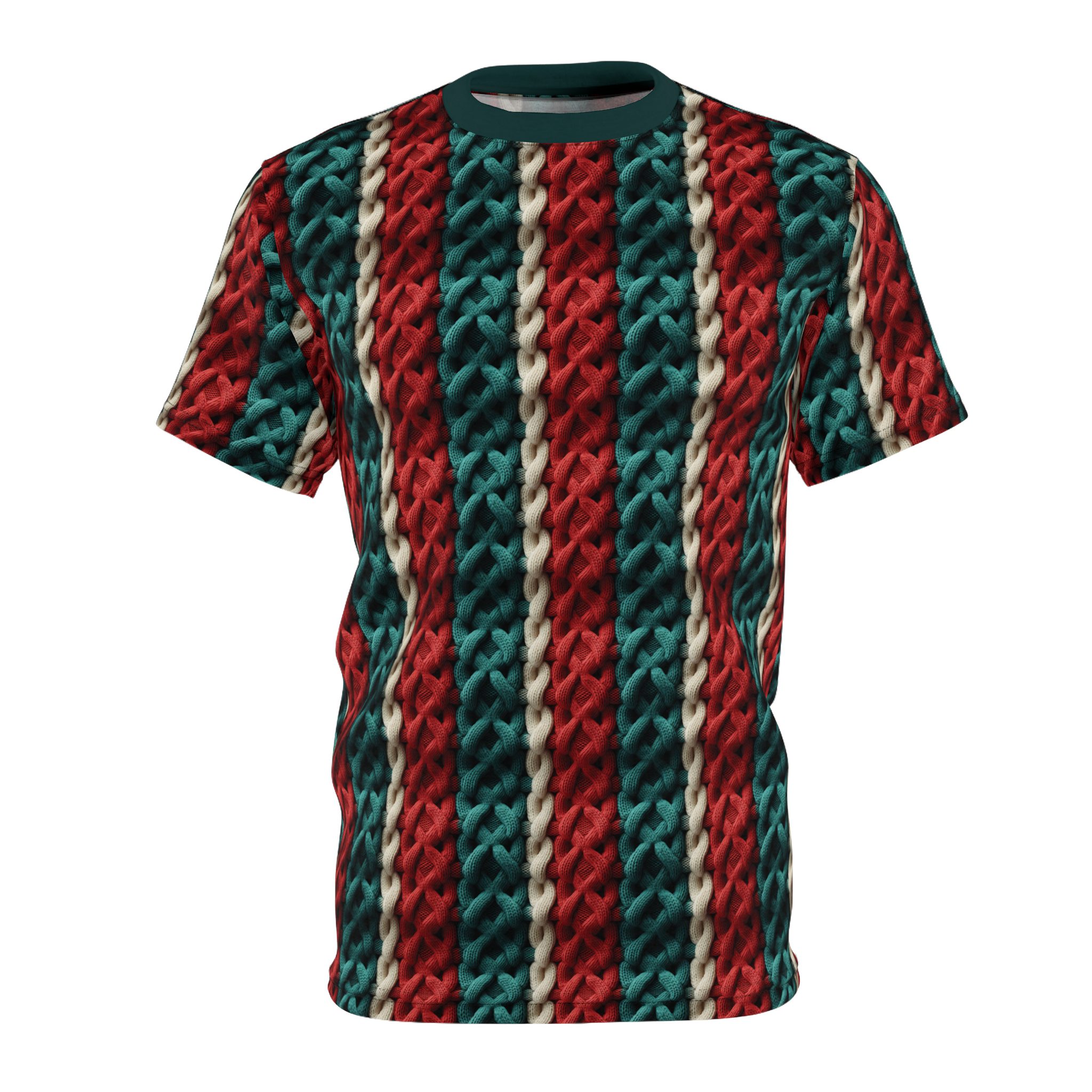 Cozy Christmas Knit Pattern Unisex Tee - Perfect for Winter Gatherings - Image 11