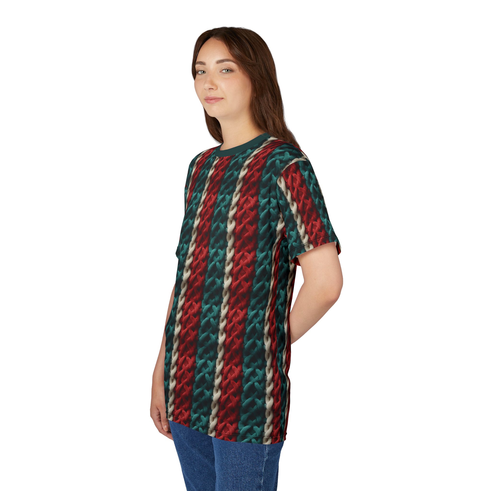 Cozy Christmas Knit Pattern Unisex Tee - Perfect for Winter Gatherings 6 Toasted Styles