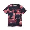 Cute Halloween Cat Tee - Unisex All Over Print T-Shirt with Adorable Kittens and Pumpkins Design 4 Toasted Styles