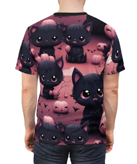 Cute Halloween Cat Tee - Unisex All Over Print T-Shirt with Adorable Kittens and Pumpkins Design 2 Toasted Styles