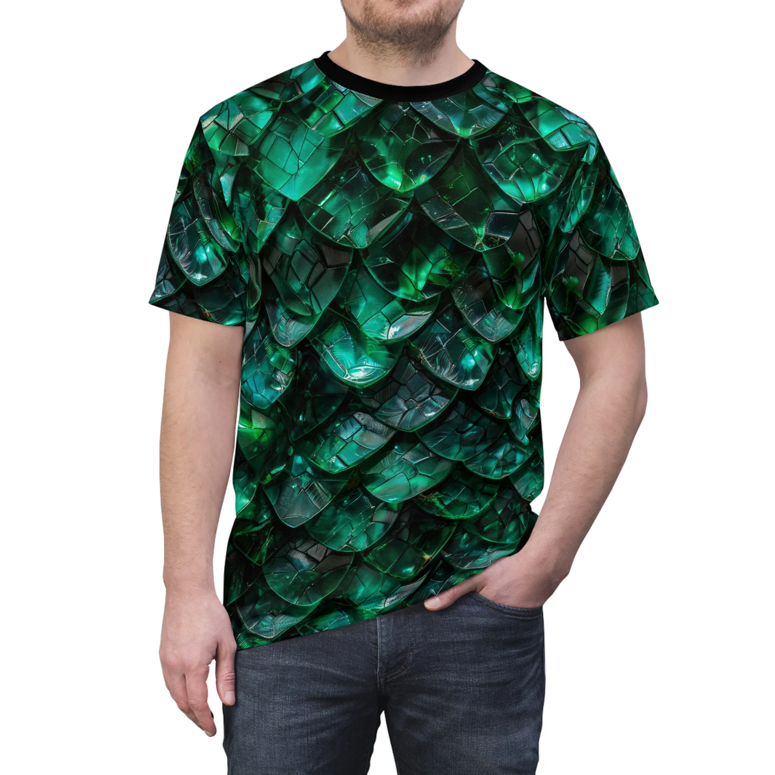 Emerald Dragon Scales Tee Shirt - All Over Print T-Shirt 7 Toasted Styles