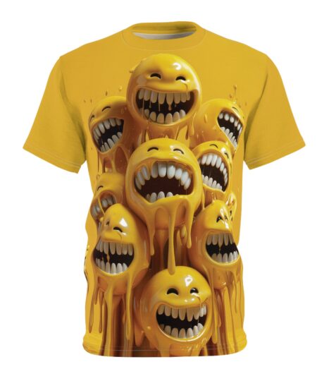 Happy Faces Unisex All Over Print - Fun Yellow Smiley Graphic T-Shirt 2 Toasted Styles