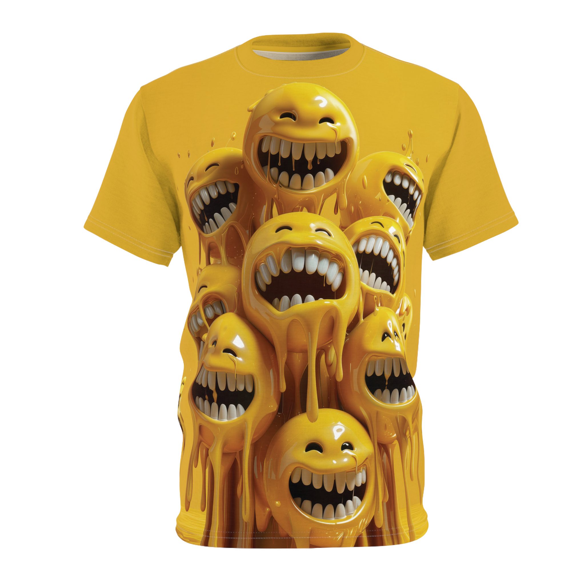 Happy Faces Unisex All Over Print - Fun Yellow Smiley Graphic T-Shirt 2 Toasted Styles