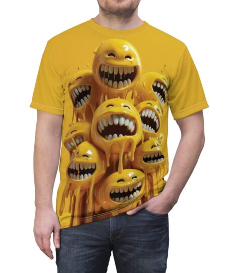 Happy Faces Unisex All Over Print - Fun Yellow Smiley Graphic T-Shirt 10 Toasted Styles