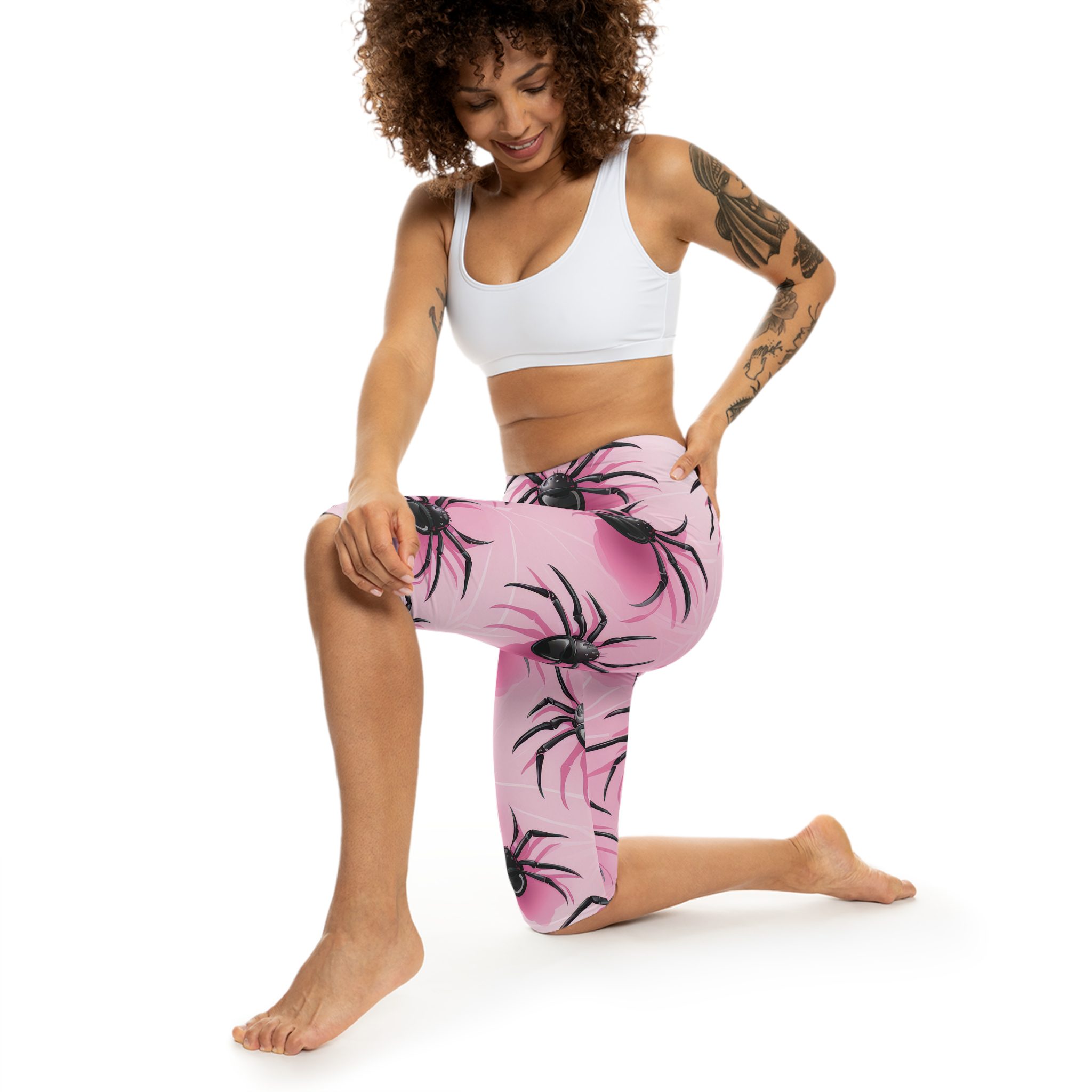 Spider Print Women’s Capri Leggings – Fun & Unique Activewear for Halloween and Beyond - Image 12