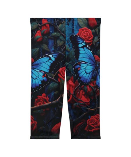 Vibrant Butterfly & Rose Women's Capri Leggings - Perfect for Spring & Summer Fitness 2 Toasted Styles