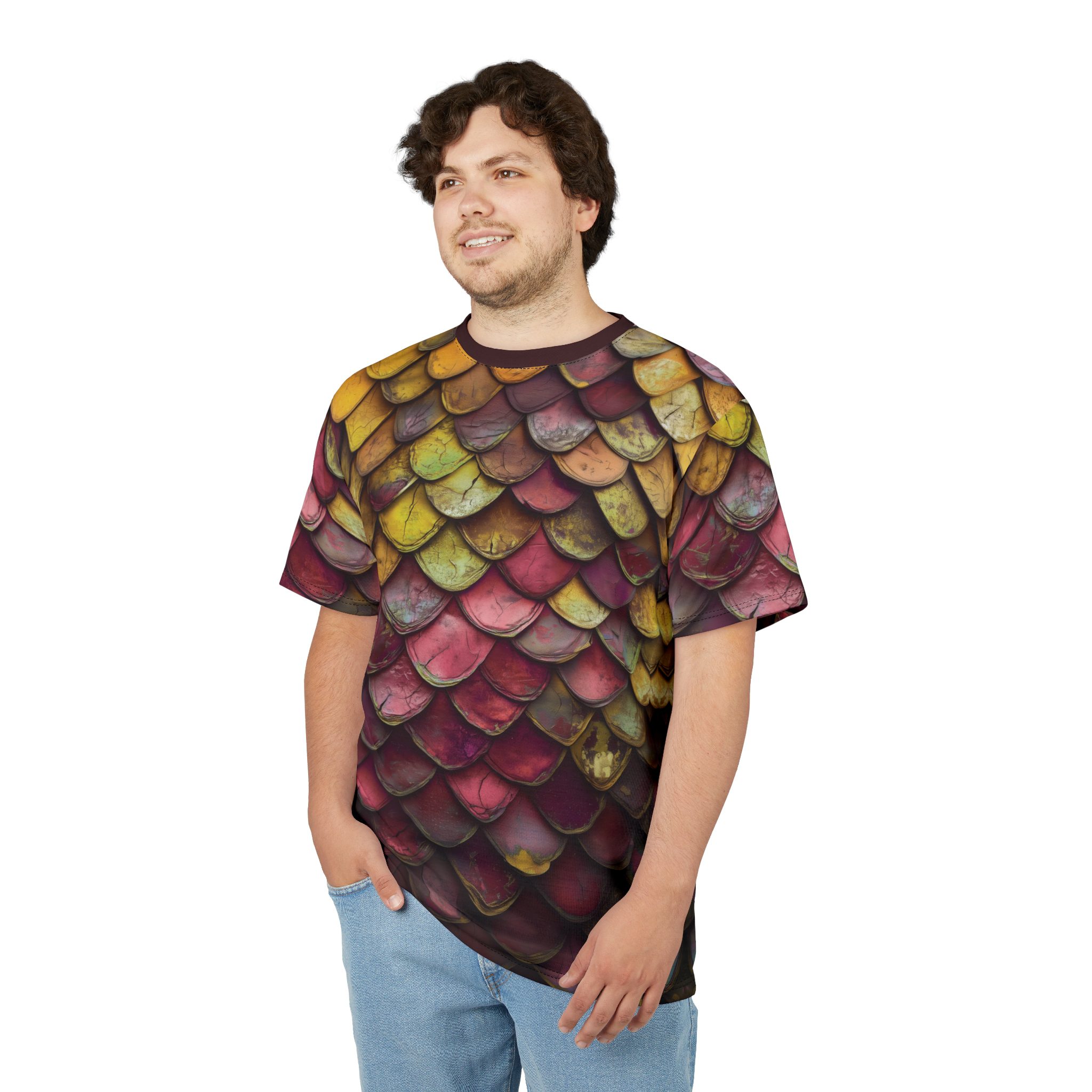 Vibrant Dragon Scale Tee - Unique Unisex All Over Print T-Shirt