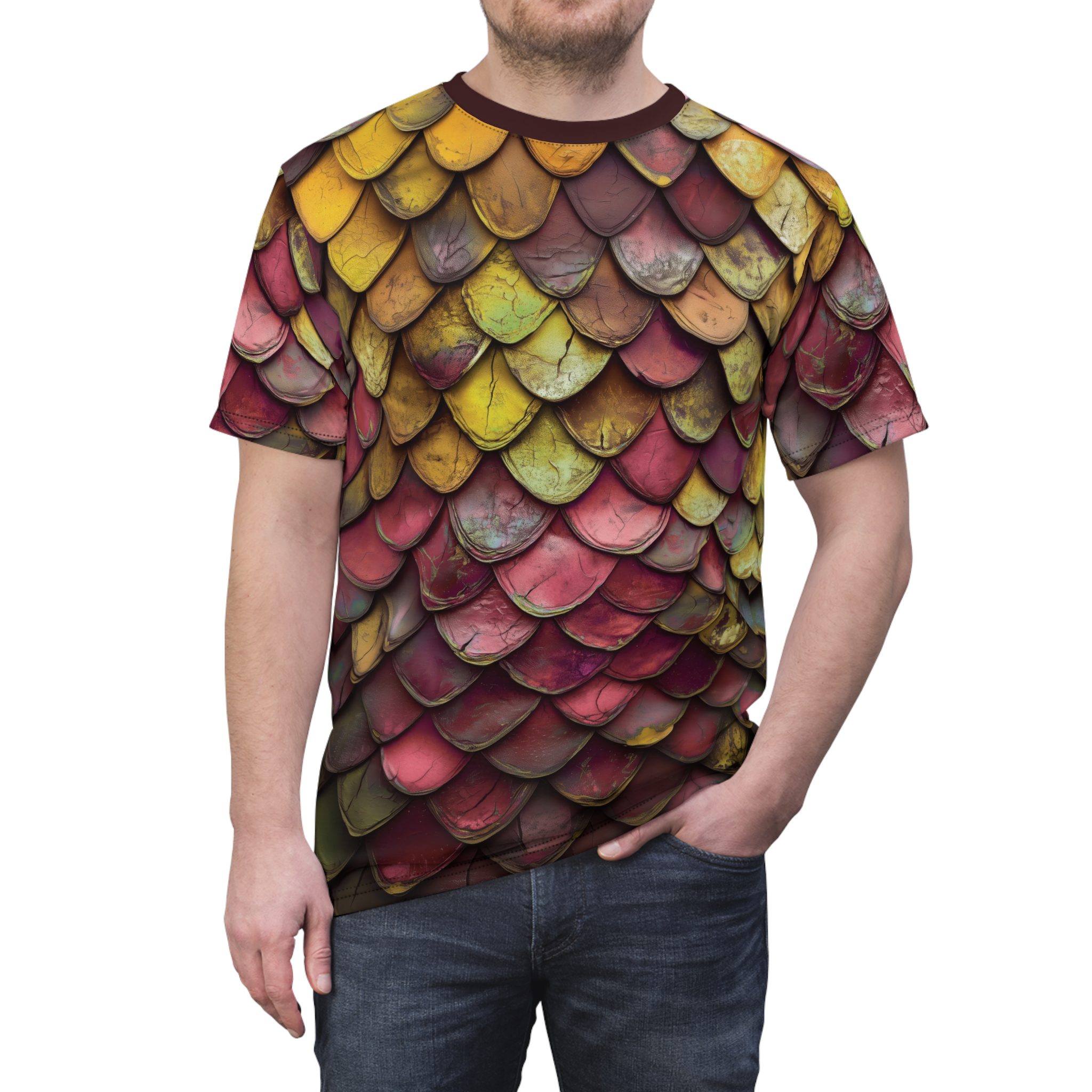 Vibrant Dragon Scale Tee - Unique Unisex All Over Print T-Shirt