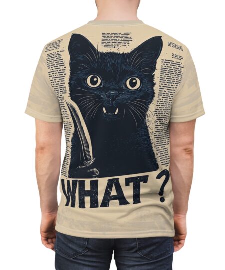 Whimsical Cat Graphic Tee - Fun Unisex What? T-Shirt All Over Print 2 Toasted Styles