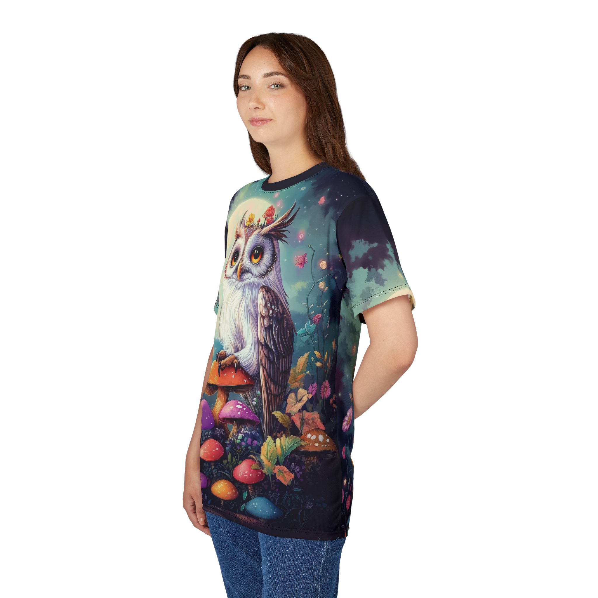 Whimsical Owl Graphic Tee - Unisex All Over Print T-Shirt for Nature Lovers 8 Toasted Styles