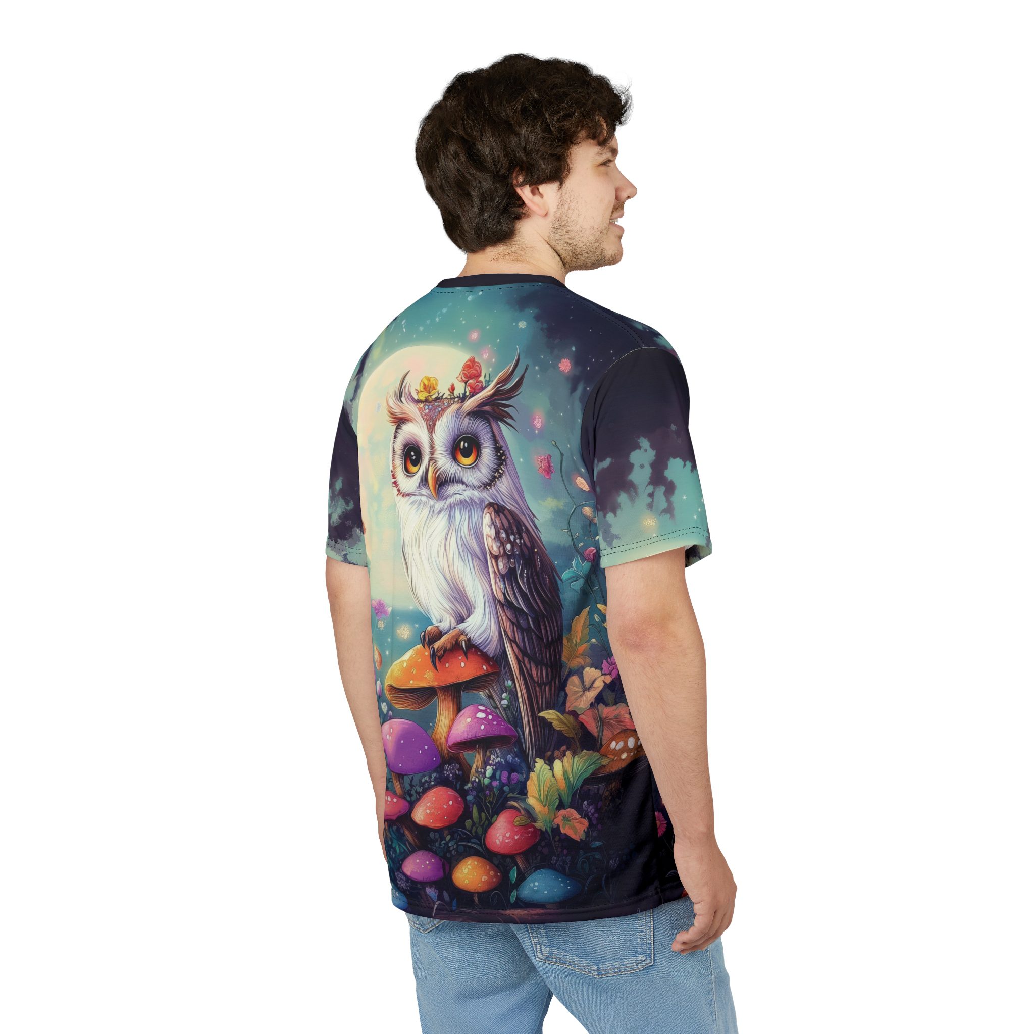 Whimsical Owl Graphic Tee - Unisex All Over Print T-Shirt for Nature Lovers 7 Toasted Styles