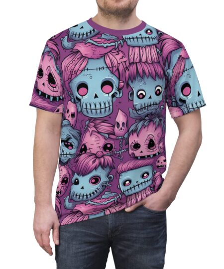 Whimsical Zombie Print Unisex All Over Print Tee - Perfect for Halloween Celebrations 9 Toasted Styles