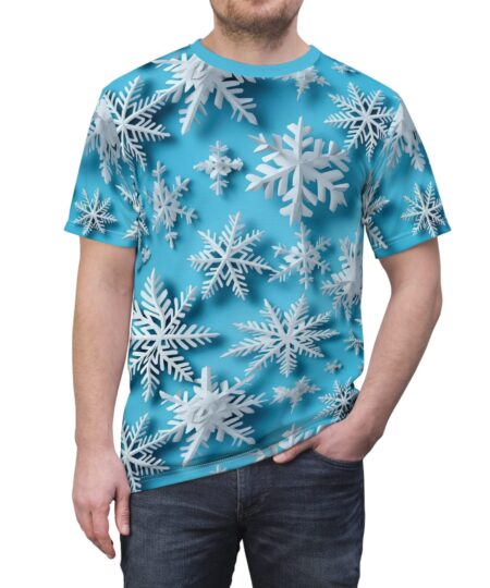 Winter Wonderland Unisex All Over Print Tee - Festive Snowflake Design 1 Toasted Styles