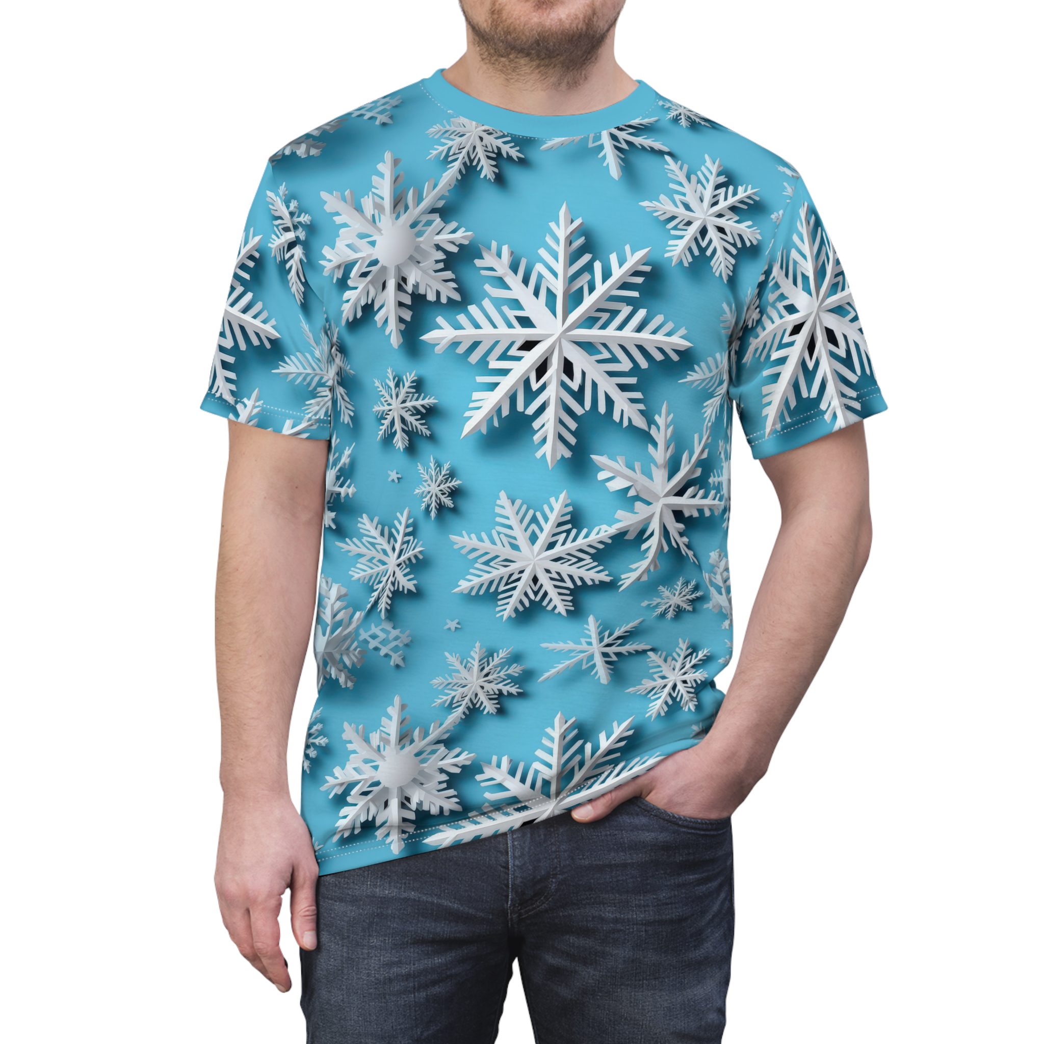 Winter Wonderland Unisex Tee - Snowflake All Over Print for Cozy Style 10 Toasted Styles