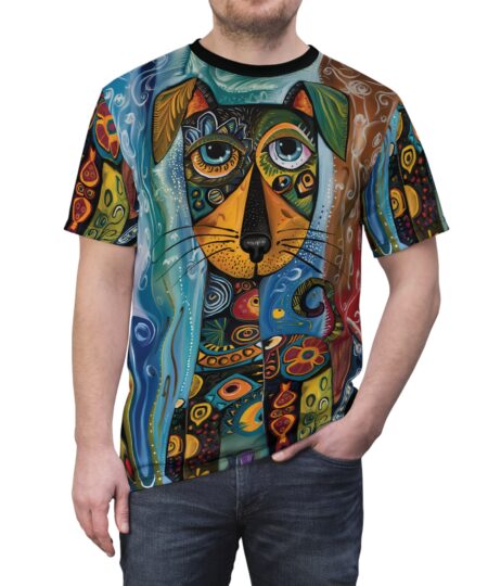 Vibrant Dog Art Unisex Tee - Colorful All Over Print T-Shirt for Dog Lovers