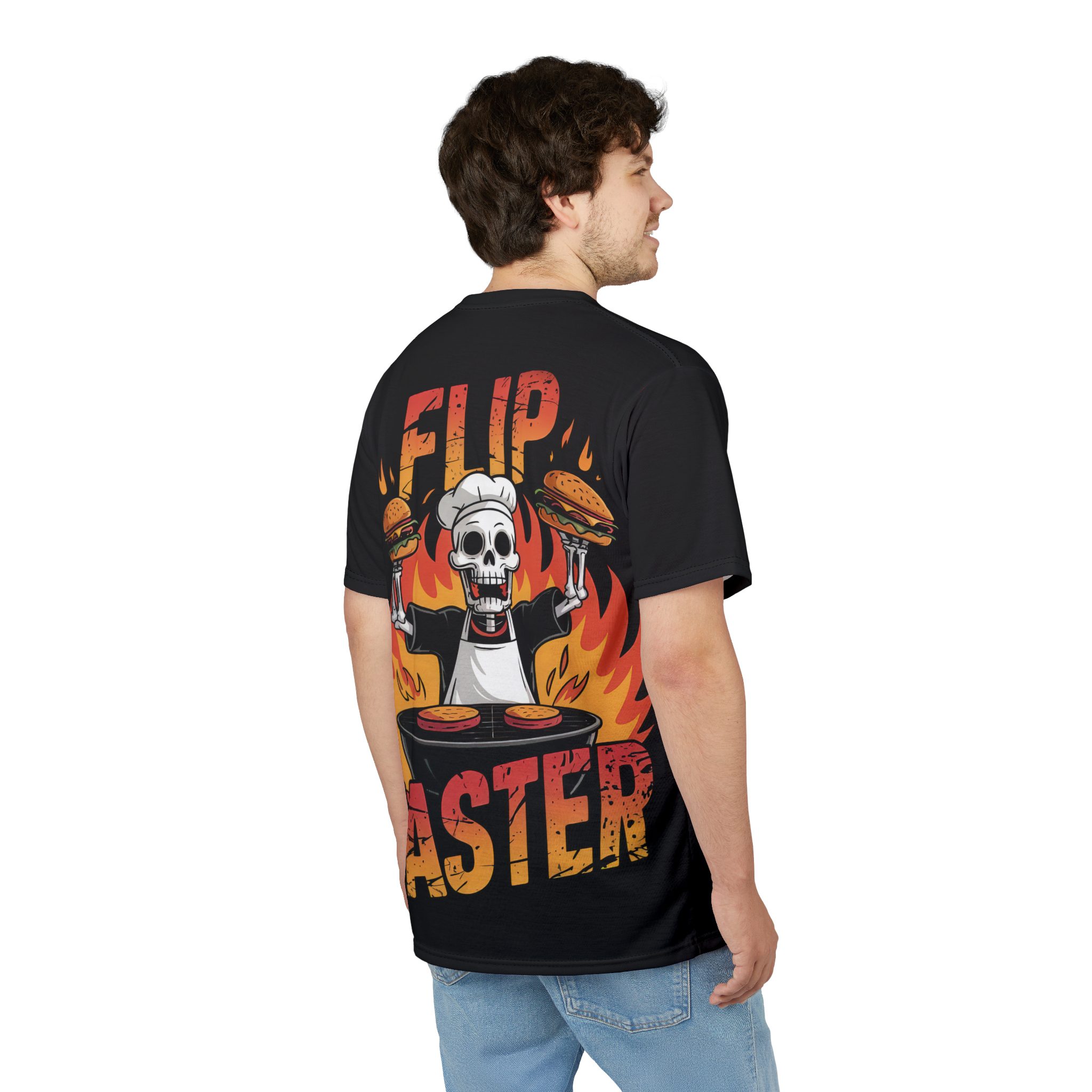 Skull Chef Unisex Tee - 'Flip Faster' BBQ Graphic Shirt - Image 9