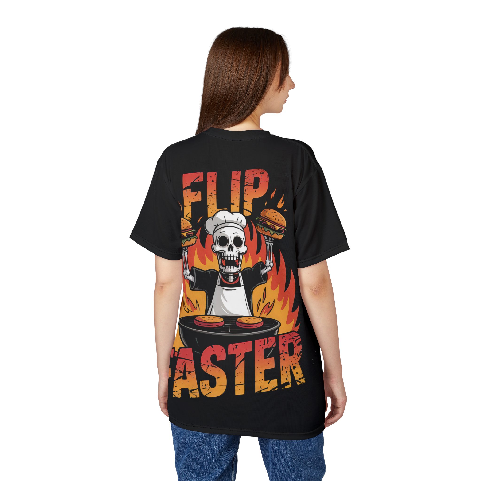 Skull Chef Unisex Tee - 'Flip Faster' BBQ Graphic Shirt - Image 8