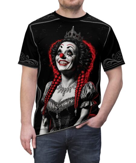 Creepy Clown Unisex All Over Print Tee | Bold Graphic Tee for Halloween Enthusiasts