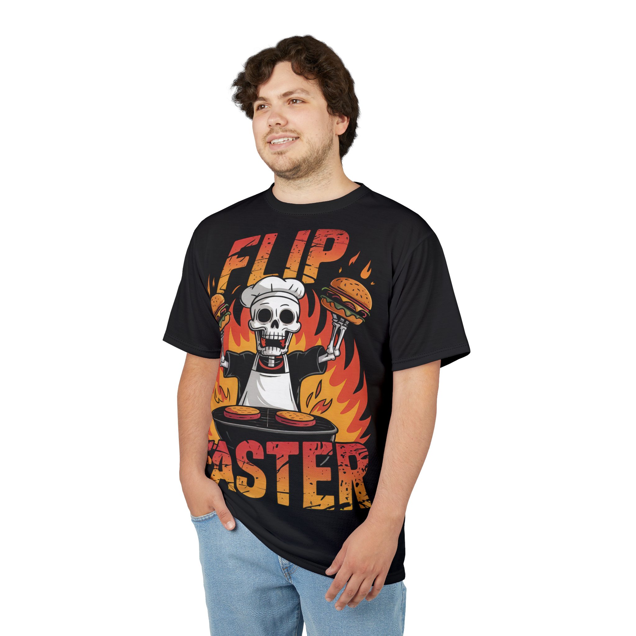 Skull Chef Unisex Tee - 'Flip Faster' BBQ Graphic Shirt - Image 6